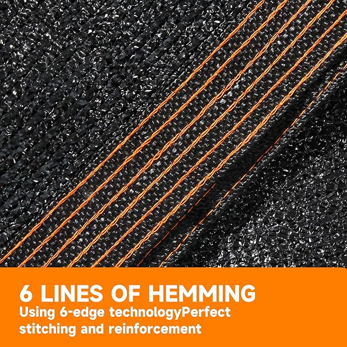 90% Shading Rate 12'x16' Black Shade Cloth, UV Resistant Durable Mesh Tarp - Image 3