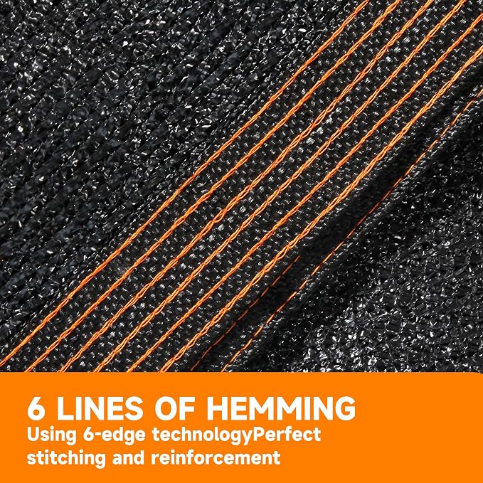 90% Shading Rate 10'x10' Black Shade Cloth, UV Resistant Durable Mesh Tarp - Image 3