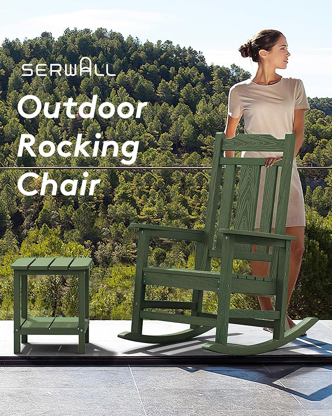 SERWALL Oversized Outdoor Rocking Chairs Set of 2, HDPE Patio Rocker - Image 5