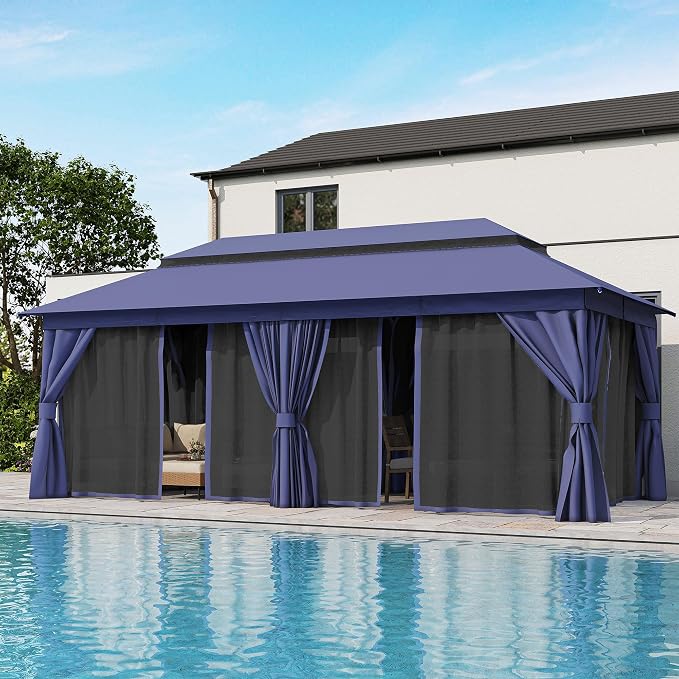 10'x20' Outdoor Gazebo, Metal Frame Heavy Duty Patio Canopy Tent Shelter - Image 3