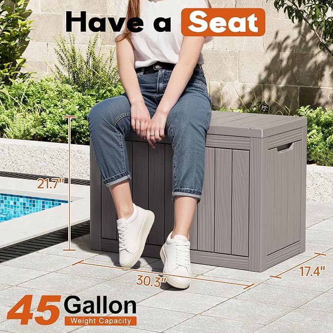 Outdoor Deck Storage Box, Resin Deck Boxes Indoor and outdoor, Waterproof - Image 2