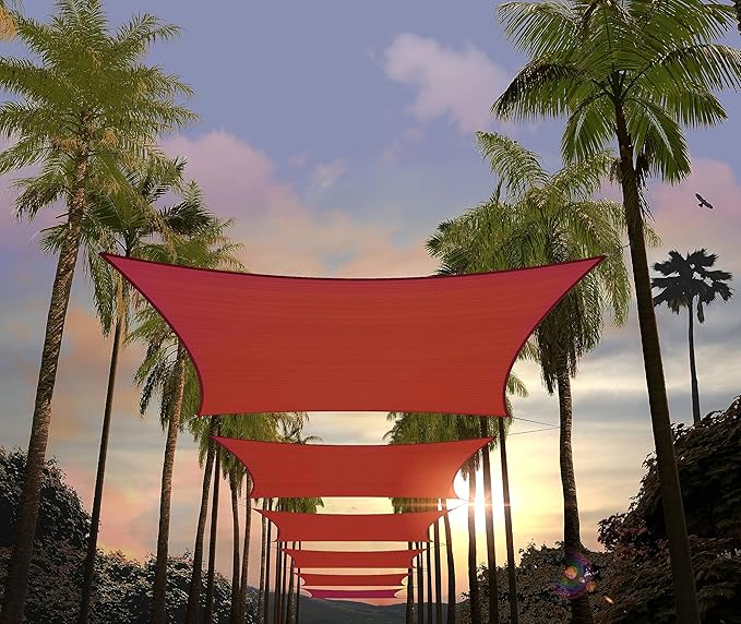 Amgo Custom Size 10' x 13' Red Rectangle Square Sun Shade Sail UPF50+ AGTAPR0810 by Amgo
