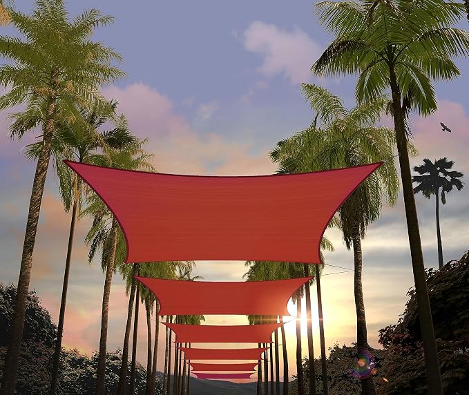 Amgo Custom Size 11' x 16' Red Rectangle Square Sun Shade Sail UPF50+ AGTAPR0810 by Amgo