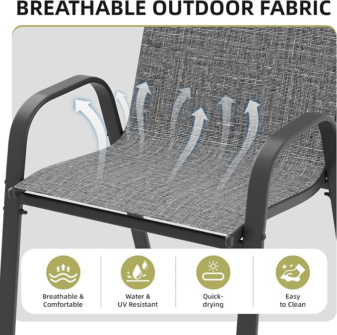 Patio Chairs Set of 4, Outdoor Stackable Dining Chairs - Image 5