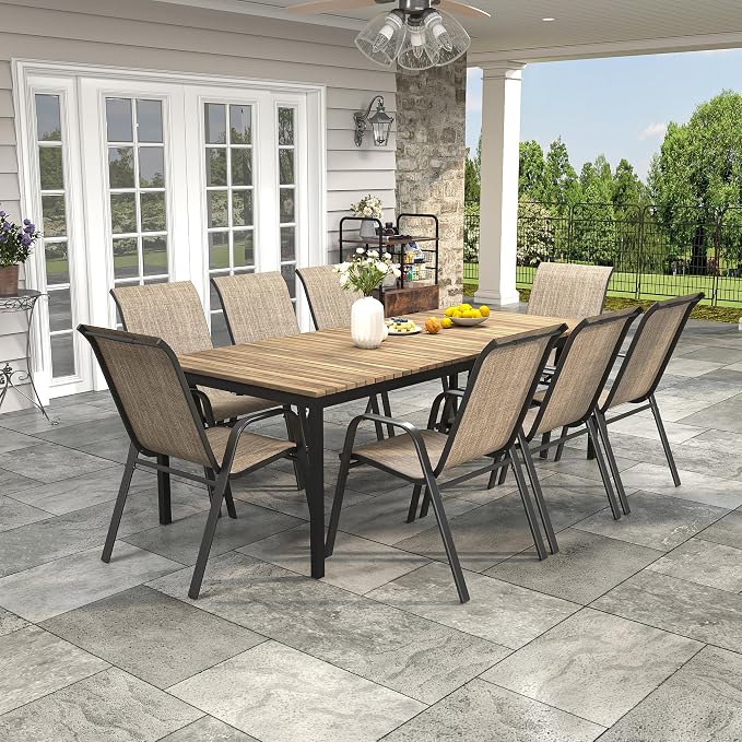 Stackable Patio Chairs Set of 8, Outdoor Chairs Set - Image 3
