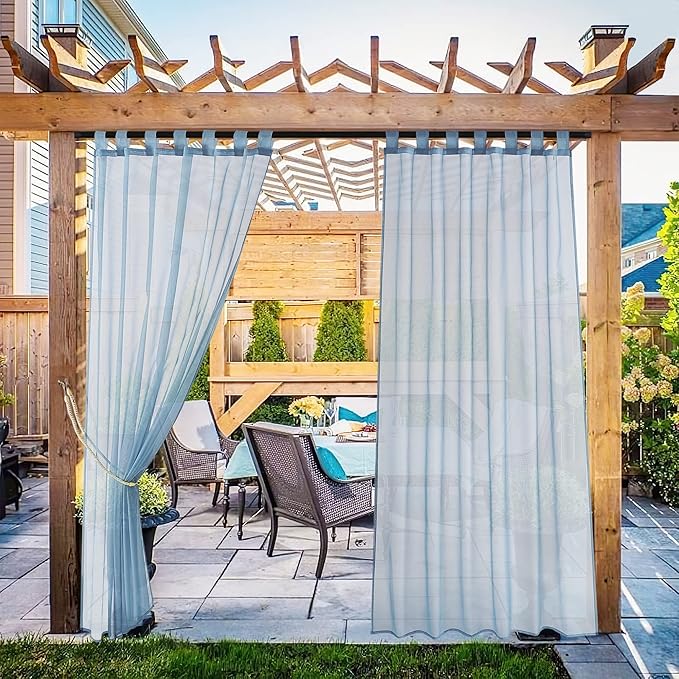 NICETOWN 2 Panels Outdoor Sheer Curtains by NICETOWN