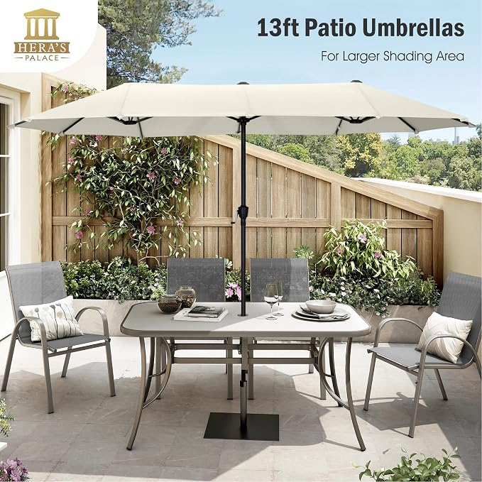 HERA'S PALACE 13 Ft Double-Sided Twin Patio Umbrella, Outdoor Double Sided - Image 2
