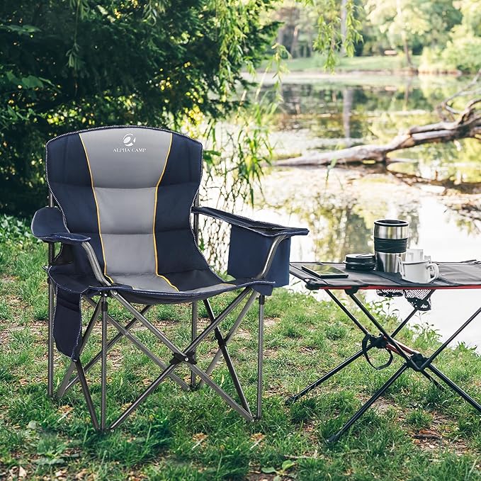 LET'S CAMP Folding Camping Chair Oversized Heavy Duty Padded Outdoor Chair | - Image 2