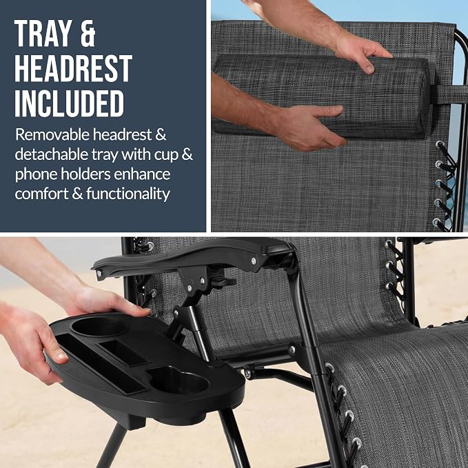 Best Choice Products Set of 2 Extra Wide Adjustable Steel Mesh Zero Gravity - Image 8