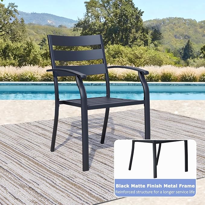 Patio Dining Chairs Set of 8, Wrought Iron Patio Furniture Chairs - Image 3