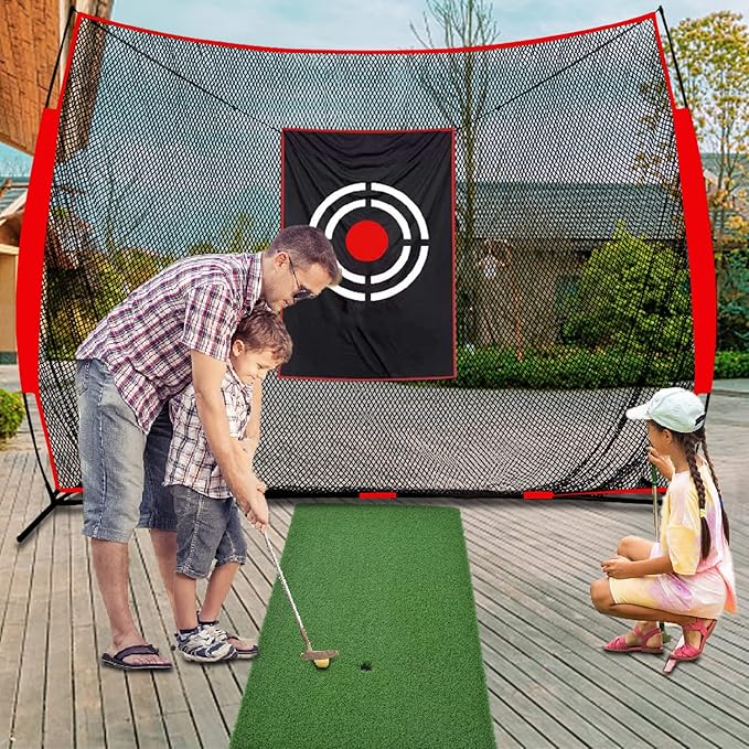 Kapler Golf Practice Hitting Net - 12X10FT Portable Driving Nets with Steel Frame and Target for Backyard Indoor Outdoor Swing Use - Gifts for Golfing Lovers