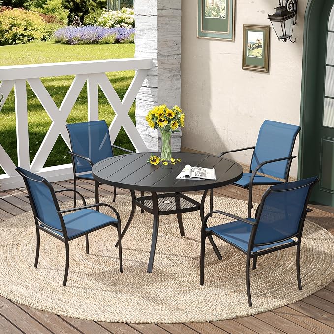DIFY Patio Dining Chairs Set of 4, Stackable Outdoor Metal Chairs - Image 8