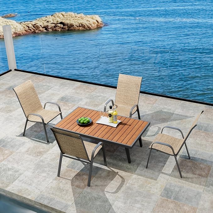 Patio Chairs Set of 4, Outdoor Stackable Dining Chairs - Image 2
