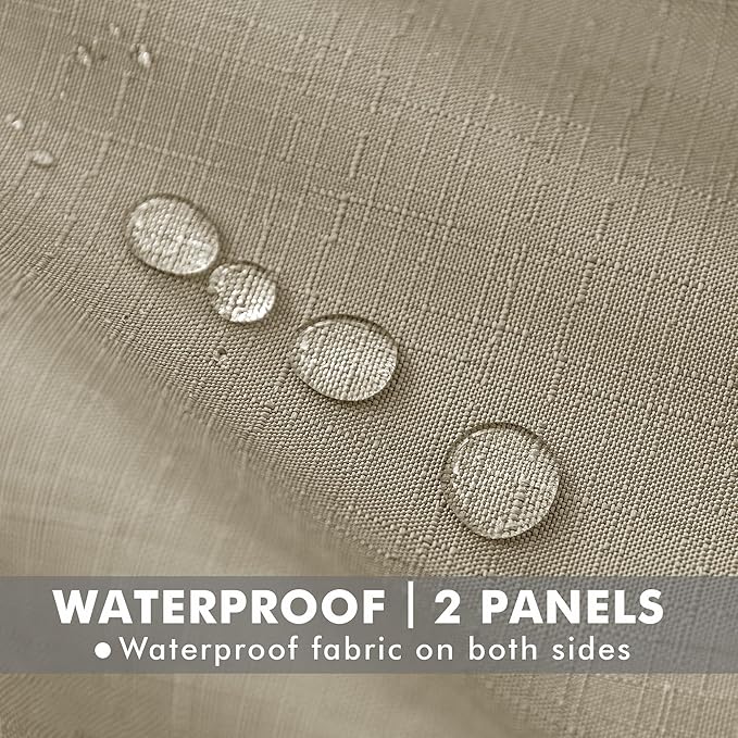 Linen Outdoor Curtains for Patio Waterproof 4 Pcs 54x84 In Taupe | Light - Image 2