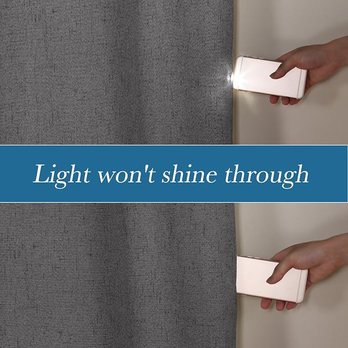 H.VERSAILTEX Linen Blackout Curtains Durable Thick Textured Linen Look 100% - Image 3