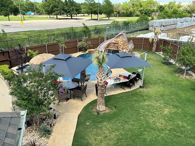 PURPLE LEAF Cantilever Patio Umbrellas 10' x 10' Square Double Top, 3-Yr - Image 2