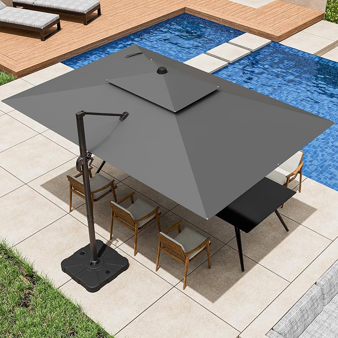 9x12FT Cantilever Patio Umbrella Heavy-Duty Aluminum | 360° Rotating Double by ZLACUIU