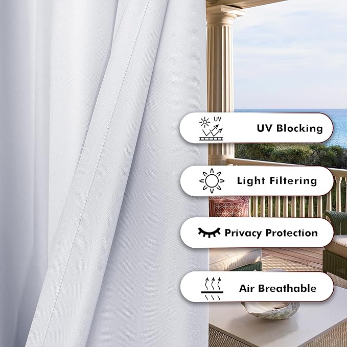 BONZER Outdoor Curtains for Patio Waterproof Thick Privacy | Grommet Sun Light - Image 4