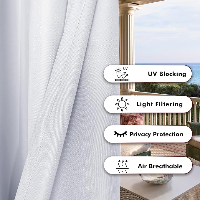 BONZER Outdoor Curtains for Patio Water Resistant | Heavy Privacy Light - Image 4