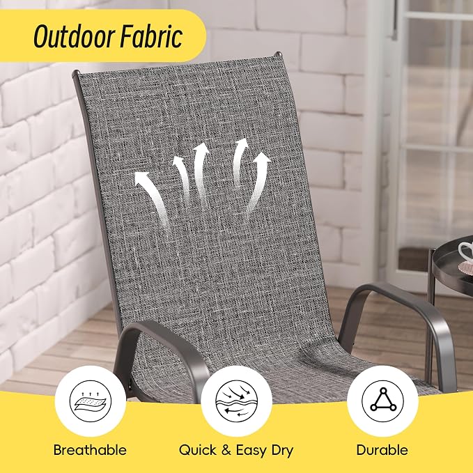 Patio Chairs Set of 2, Stackable Outdoor Dining Chairs Set - Image 6