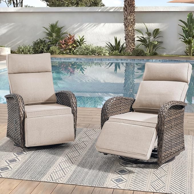 Zero Gravity Patio Swivel Recliner Chairs Set of 2 by JelwalyPatioFurnitureSet