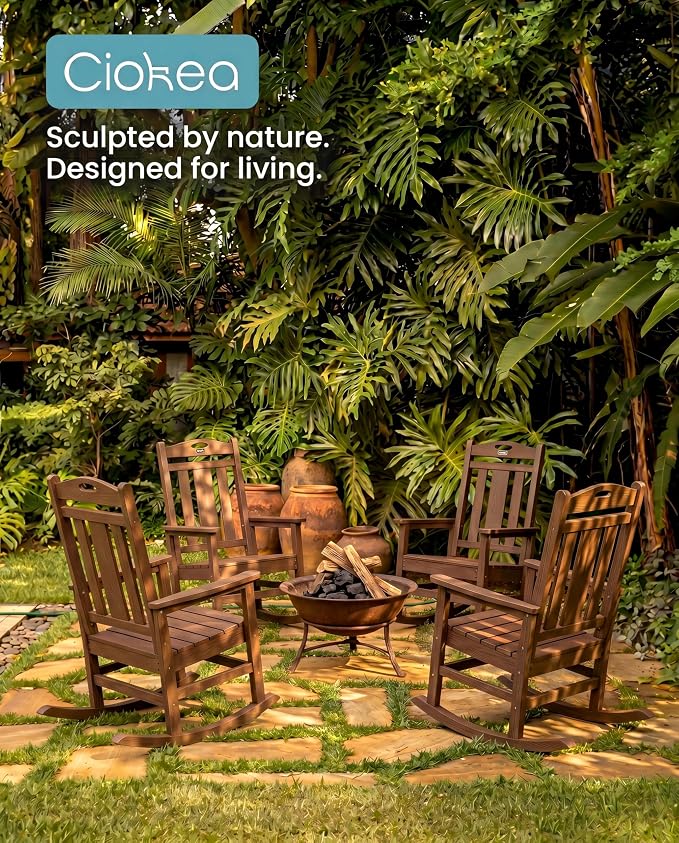 Oversized Outdoor Rocking Chair, High Back Patio Rocker - Image 6