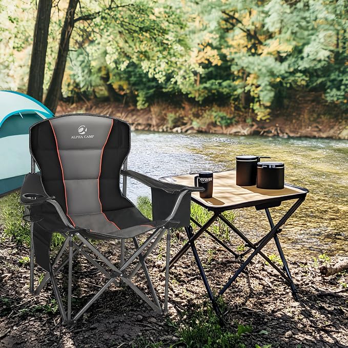 LET'S CAMP Folding Camping Chair Oversized Heavy Duty Padded Outdoor Chair | - Image 2