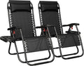Yaheetech 26" Zero Gravity Recliners Adjustable Set of 2, Dark Black | Outdoor by Unknown