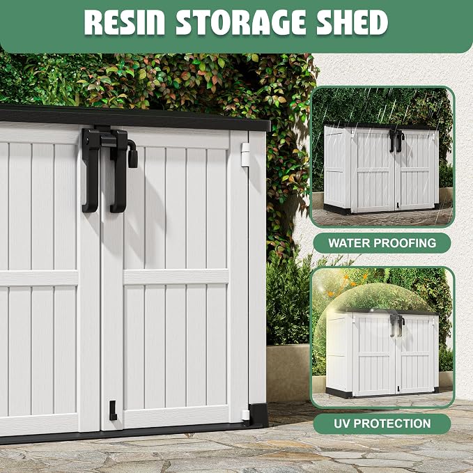 LHBcraft 36 Cu Ft Outdoor Storage Cabinet, Horizontal Resin Storage Shed Box - Image 5
