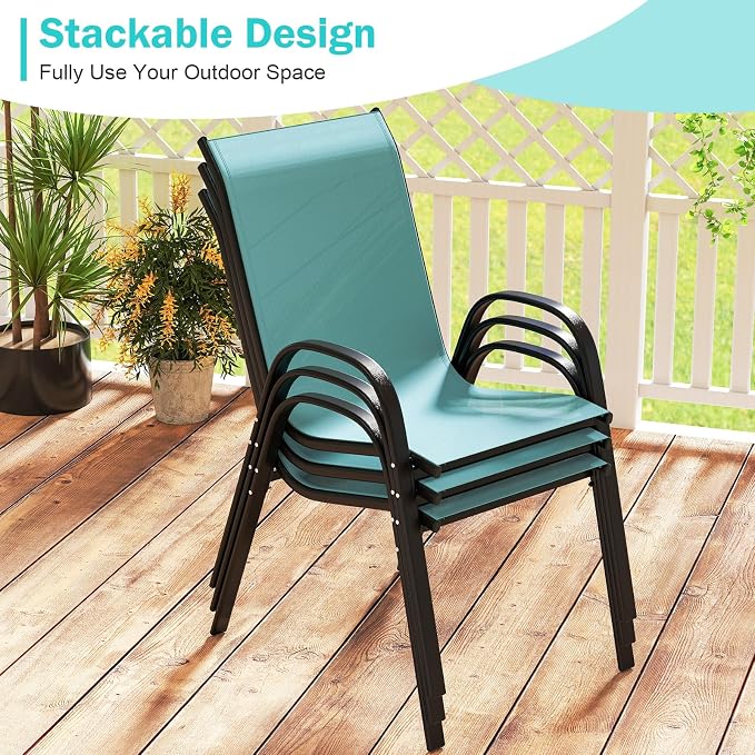 Tangkula Patio Dining Chairs Set of 2, Outdoor Stackable All Weather Heavy Duty - Image 4