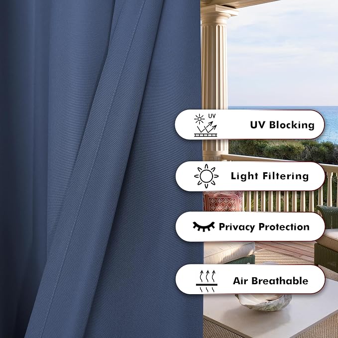 BONZER Outdoor Curtains for Patio Water Resistant | Heavy Privacy Light - Image 4