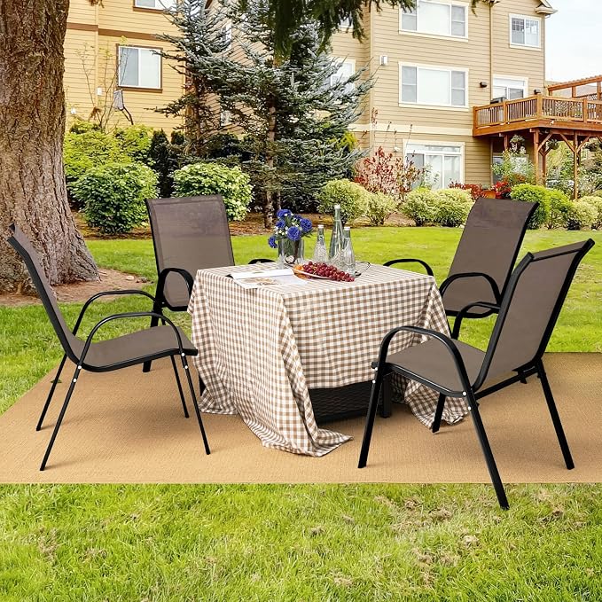 COSTWAY Patio Stackable Dining Chairs Set of 4 - Image 2