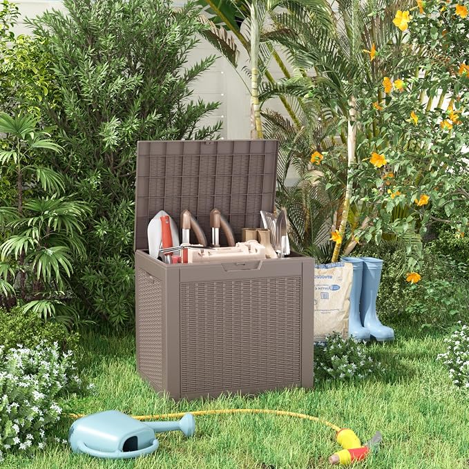 ROJIK 39 Gallon Resin Deck Box, Lockable Waterproof Weatherproof Outdoor - Image 5
