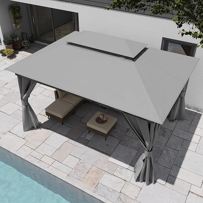10'x12' Outdoor Gazebo, Heavy Duty Metal Frame Patio Canopy - Image 7