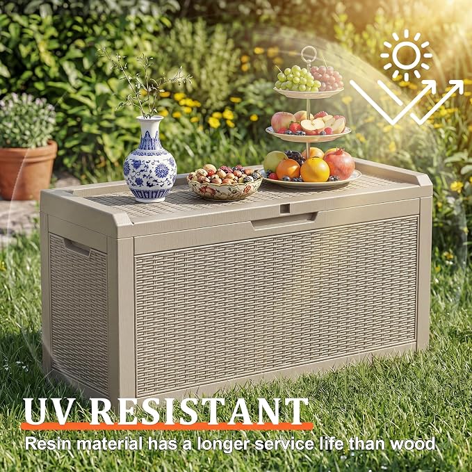 70 Gal Waterproof Outdoor Storage Box UV Resistant Deck Box | Storage bench - Image 3