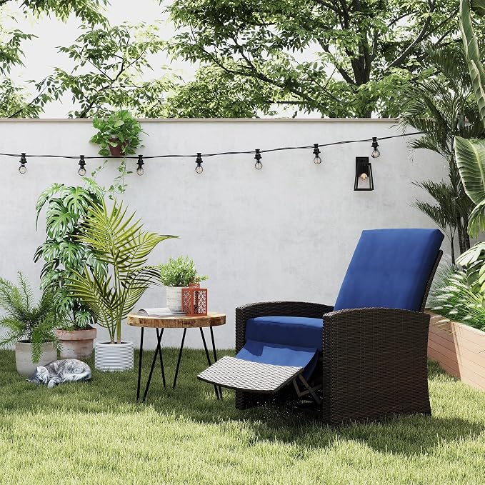 Outsunny Outdoor Wicker Swivel Recliner Chair, - Image 2