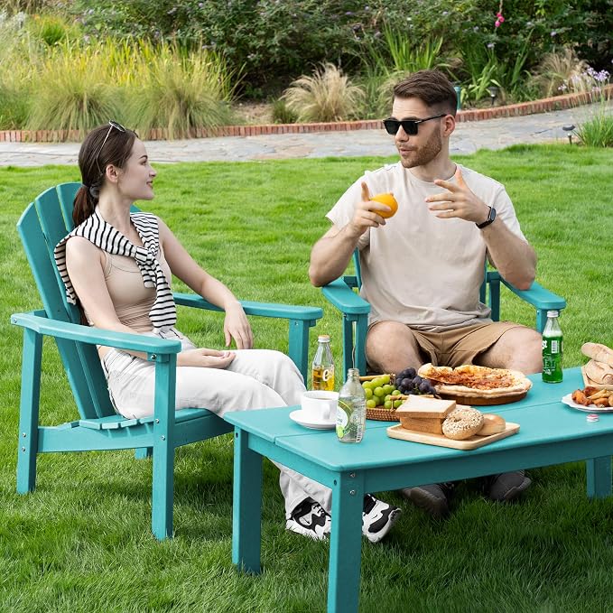 Stackable Adirondack Chairs Set of 4, Compact HDPE, Aruba | 26.3" Wide HDPE - Image 2
