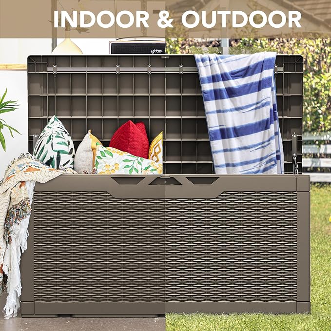Devoko 100 Gallon Waterproof Resin Deck Box, Large Outdoor Storage Box | Indoor - Image 8