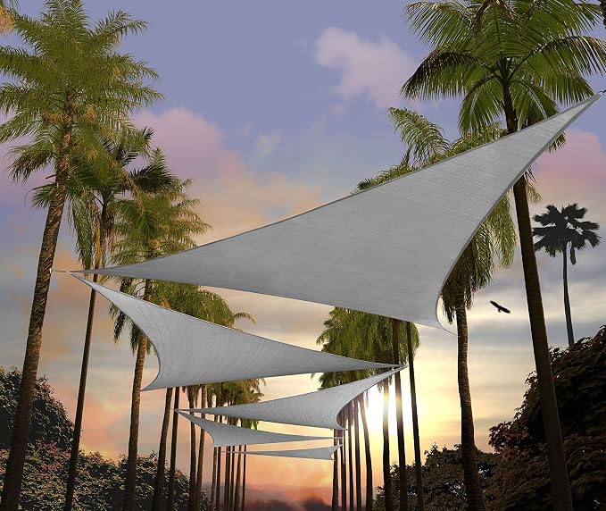 Amgo 18' x 18' x 18' Grey Triangle Sun Shade Sail Outdoor Canopy Awning UPF50+ by Amgo