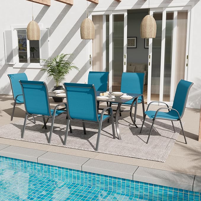 Amopatio Patio Chairs Set of 6, Outdoor Stackable Dining Chairs - Image 2