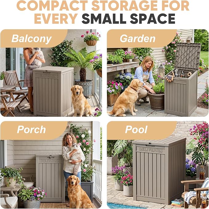 56 Gal Waterproof Outdoor Storage Box UV Resistant Deck Box | Storage bench - Image 8