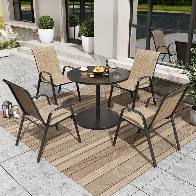 Patio Dining Chairs Set of 8 Outdoor Stackable Dining Chairs - Image 9