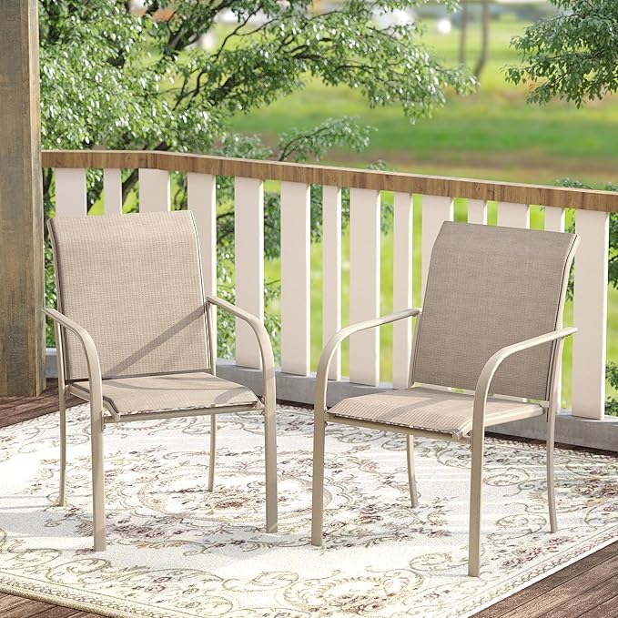 DIFY Patio Dining Chairs Set of 2, Stackable Outdoor Metal Chairs - Image 2