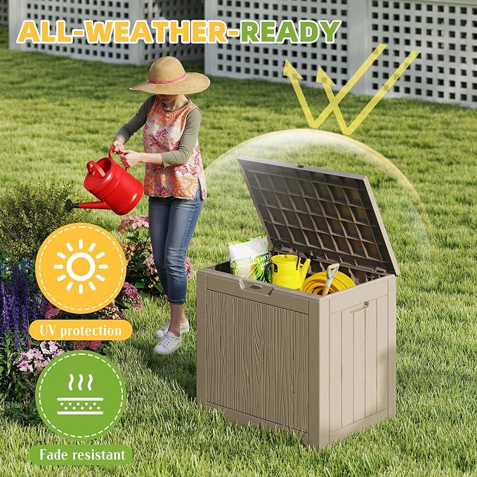 39 Gal Waterproof Outdoor Storage Box Resin Deck Box | Lockable storage bin - Image 5