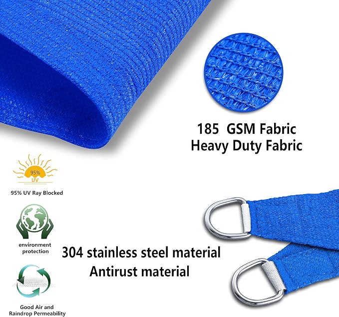 Tronssien Triangle 12'x12'x12' Sun Shade Sail, 95% UV Blockage Canopy Awning - Image 4