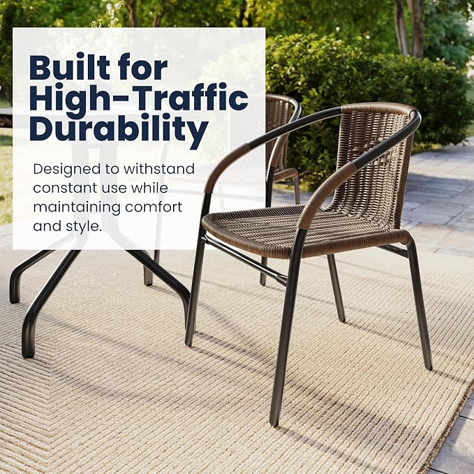 Flash Furniture Lila Modern Rattan Indoor/Outdoor Stackable Dining Chairs - Image 7