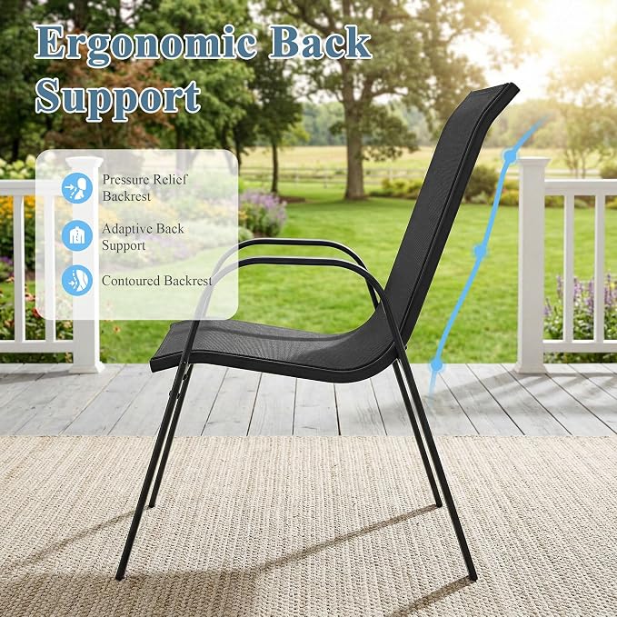 DIFY Patio Chairs Set of 6, Stackable Outdoor Dining Chairs Set - Image 5