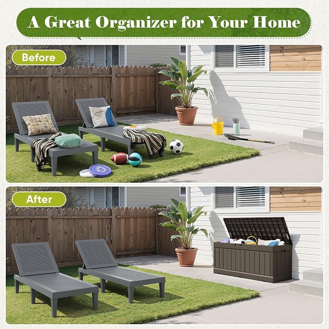 Flamaker Outdoor Storage Box 80 Gallon Resin Waterproof Deck Box | Delivery Box - Image 5