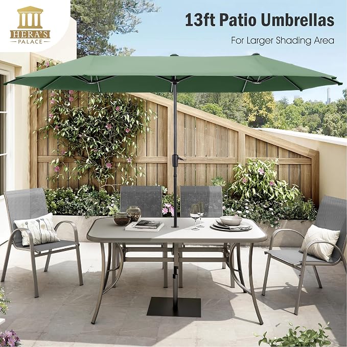 13 ft Large Double-Sided Patio Umbrella, Outdoor Umbrella, Mint | HERA'S PALACE - Image 2