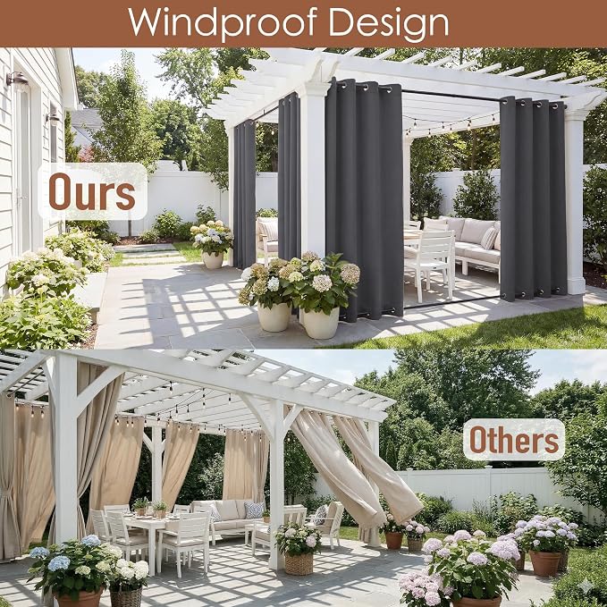 RYB HOME 2 Panels Outdoor Curtains - Image 2
